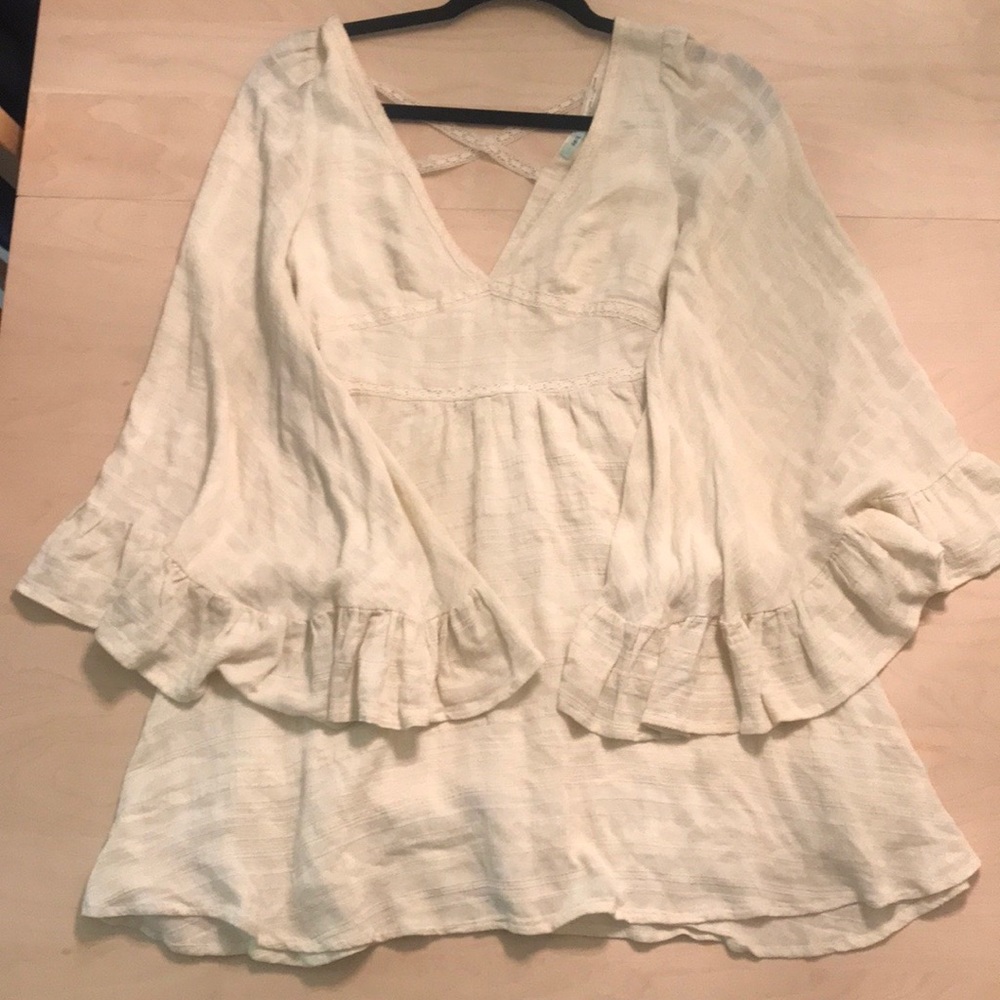 Urban Outfitters Cream bell sleeve dress